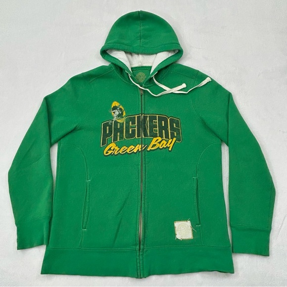 Retro Sport Green Bay Packers Football Green Full Zip Hoodie Sweatshirt Womens L - Picture 1 of 10